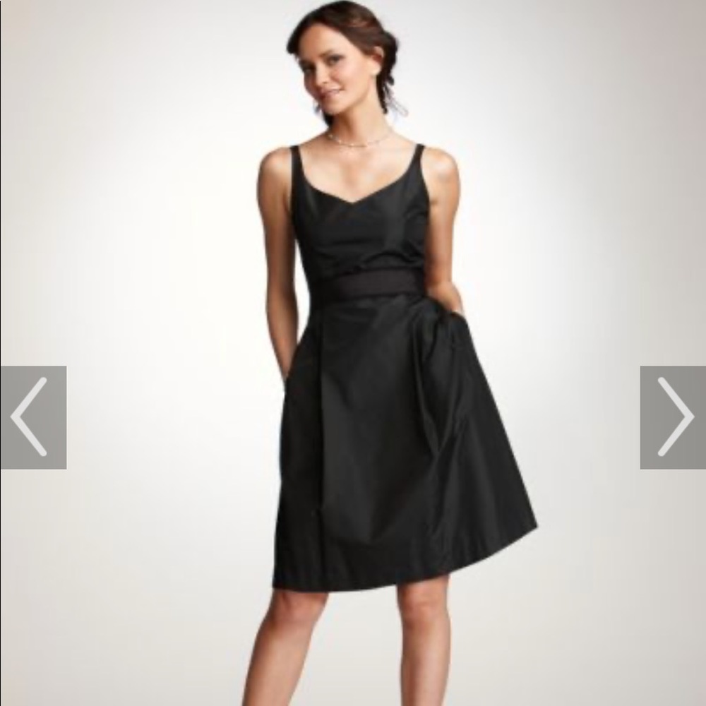 Ann Taylor-Silk Dupioni V-Neck Dress